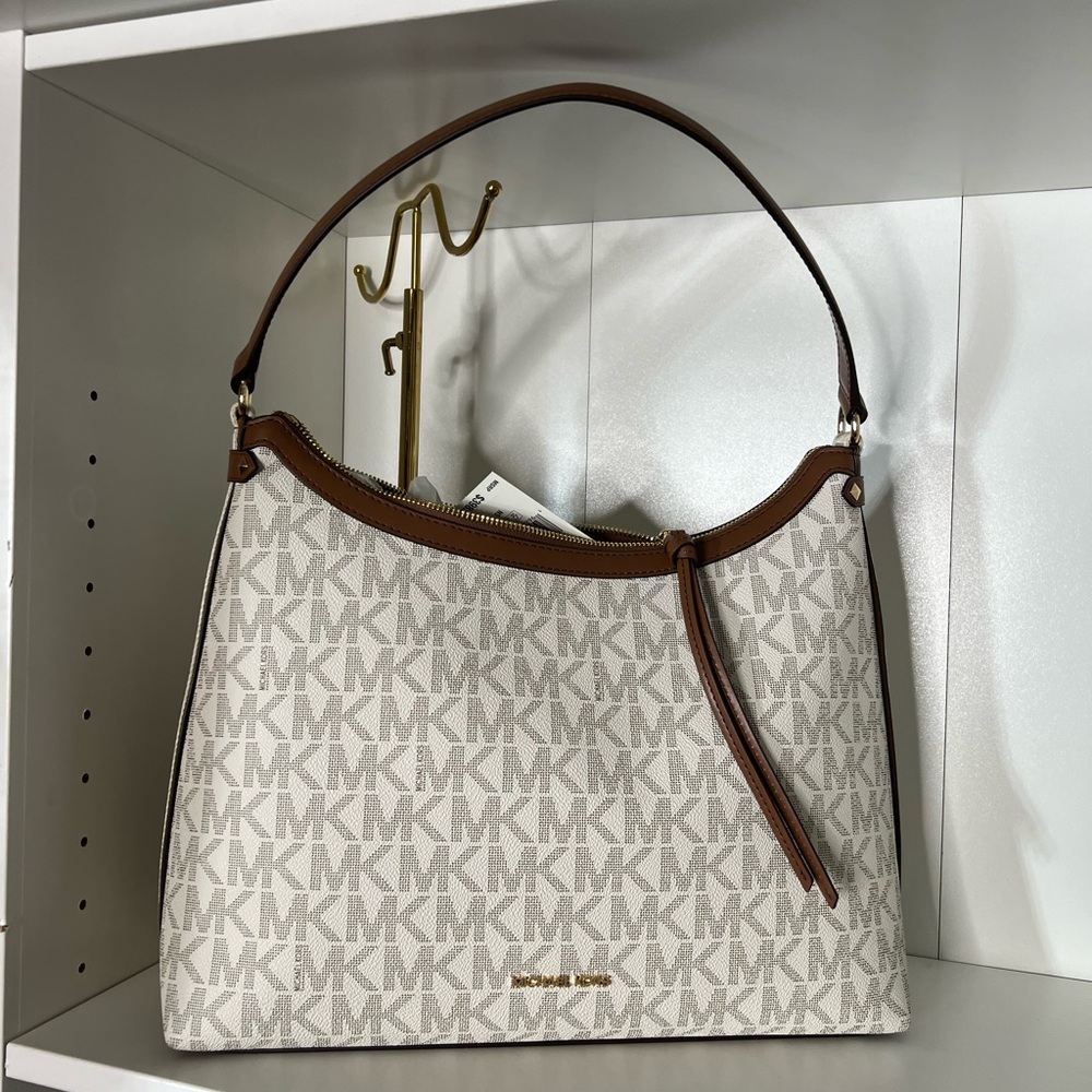 Michael Kors White and Brown Shoulder Bag